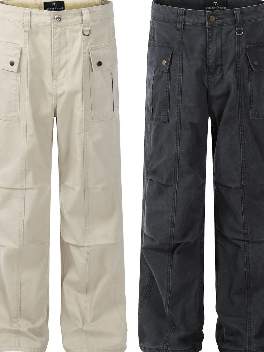 Men's Straight Cargo Jeans with Ruched Detail