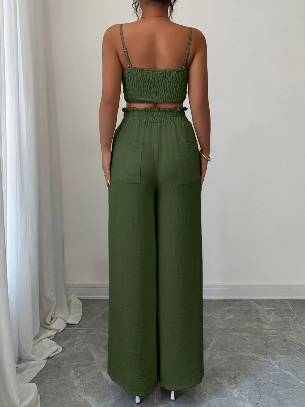 V-Neck Cami and Wide Leg Pants Set