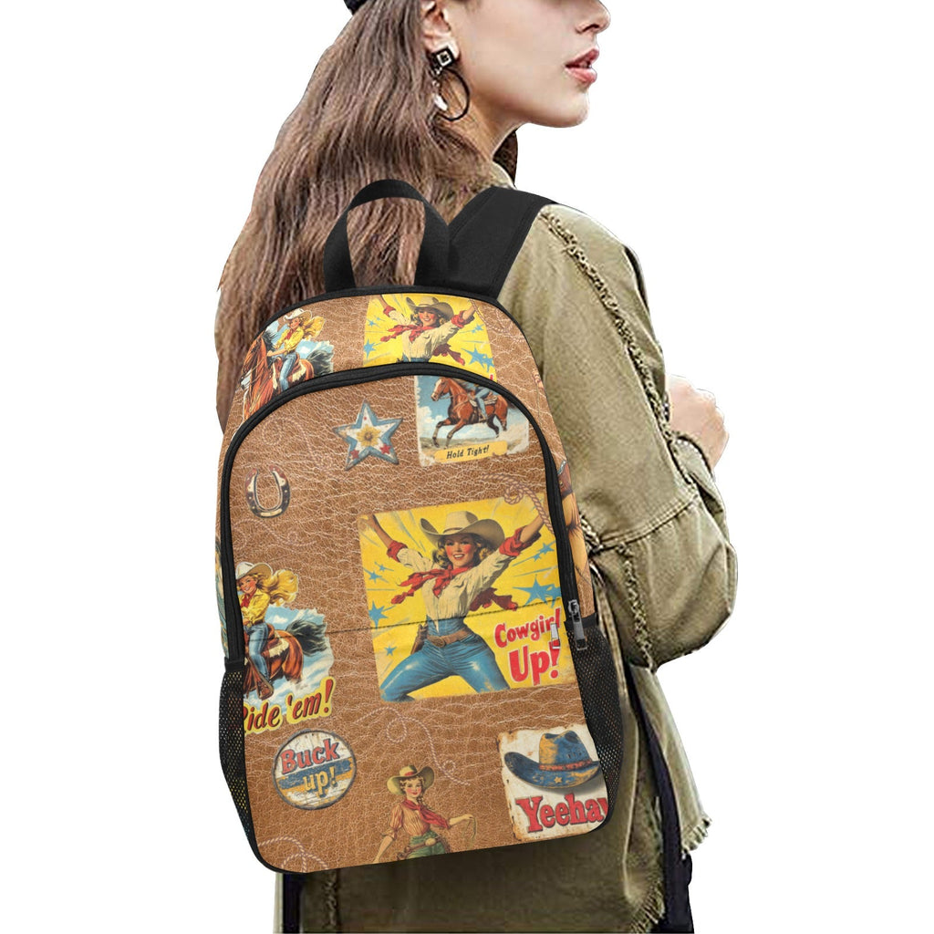Baha Ranch Vintage Cowgirl Collage Backpack