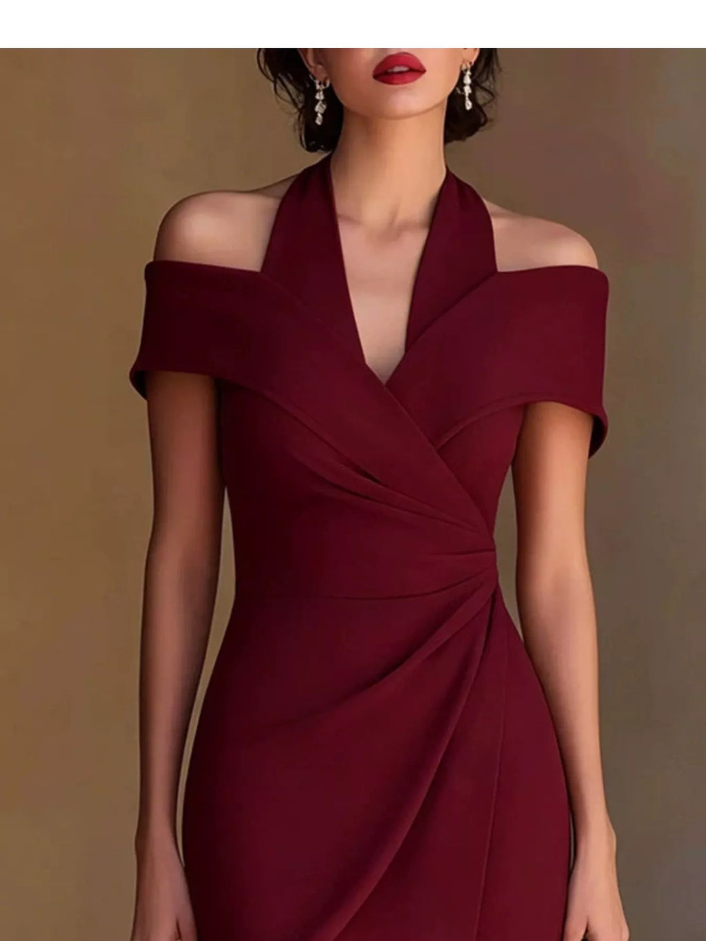 Cold Shoulder Halter Neck Midi Dress
