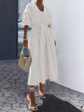 Tie Waist Midi Shirt Dress