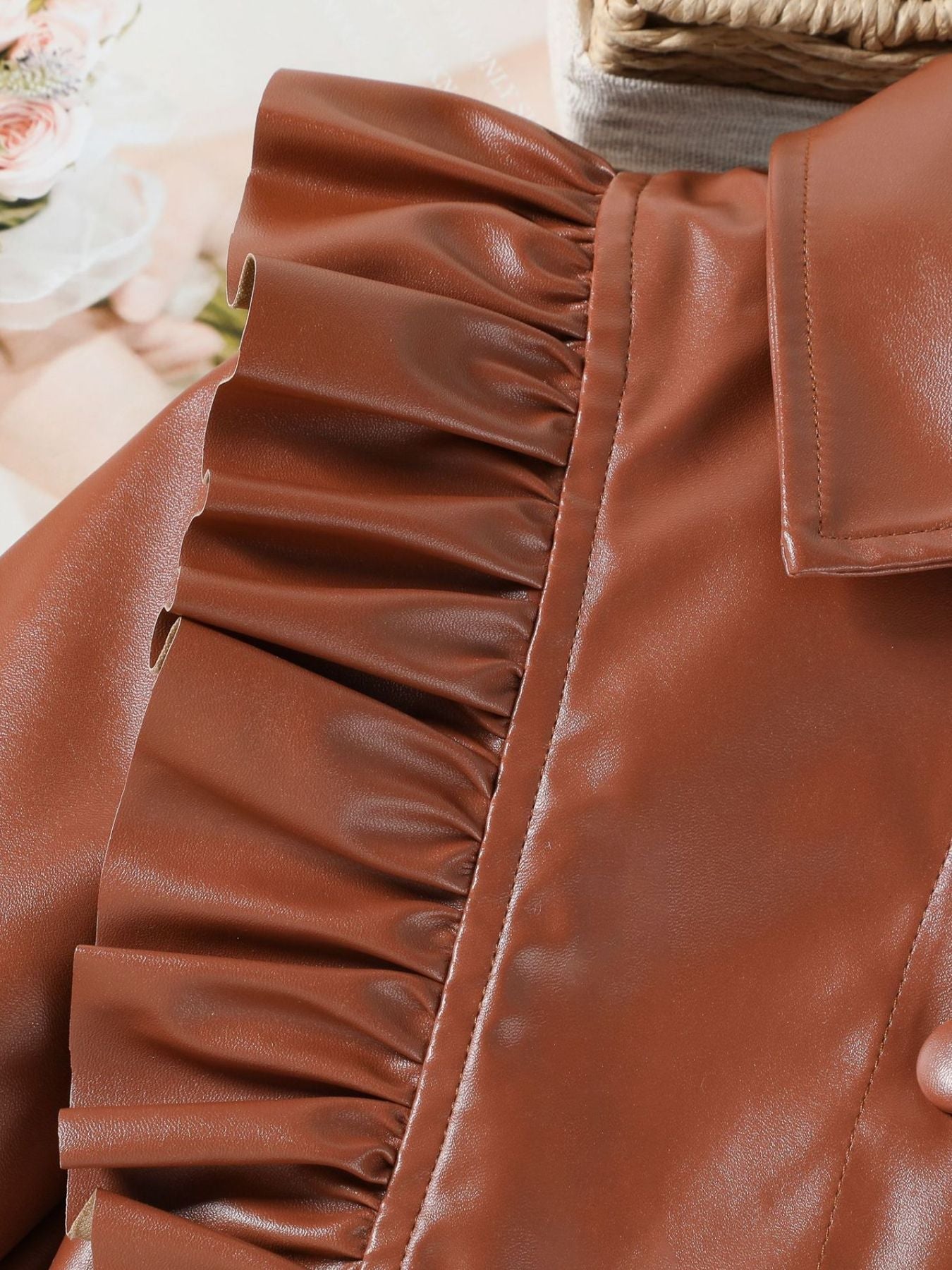 Children's Ruffled Faux Leather Top and Skirt Set