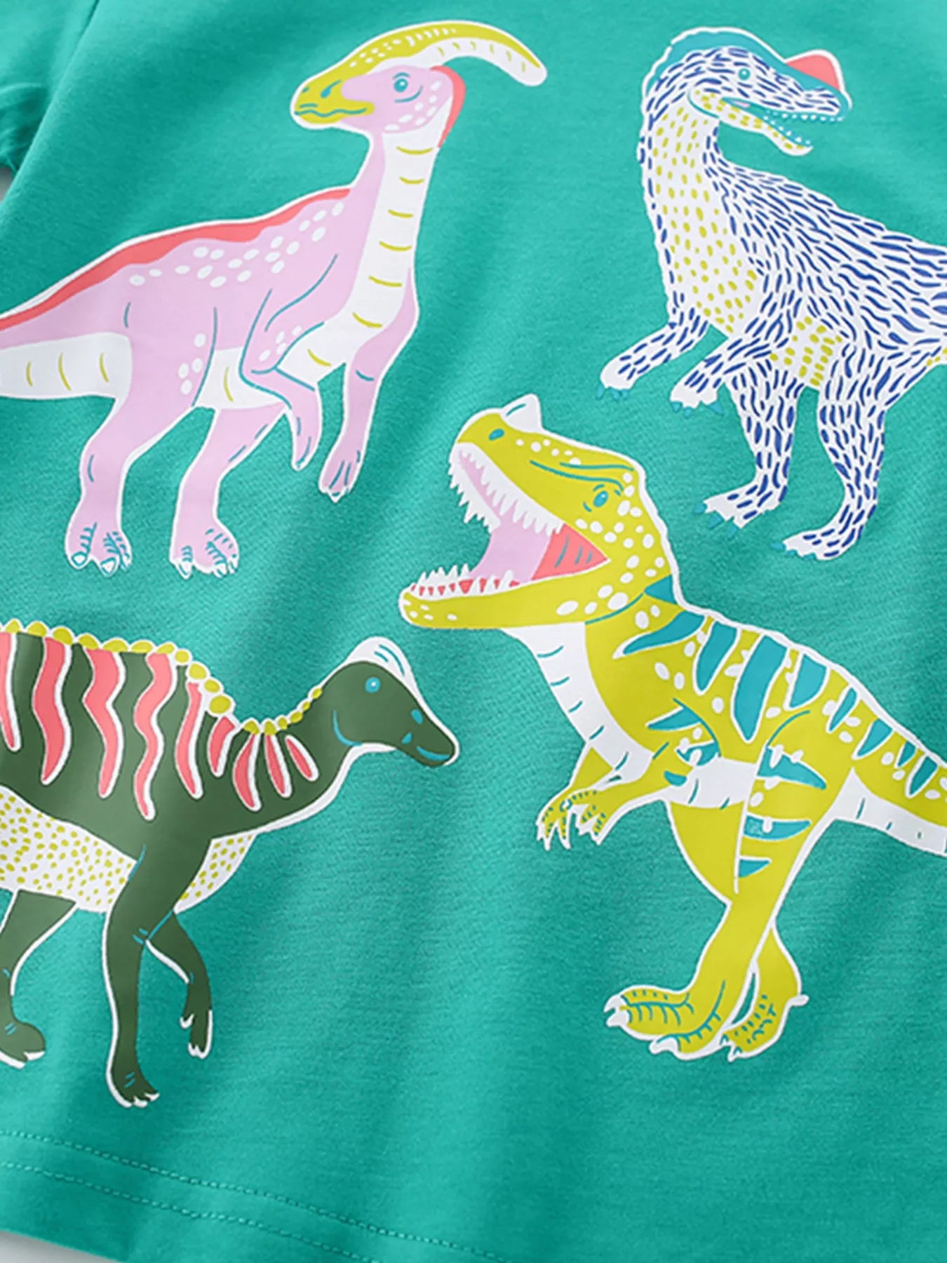 Children's Dinosaur Print Crew Neck Short Sleeve T-Shirt