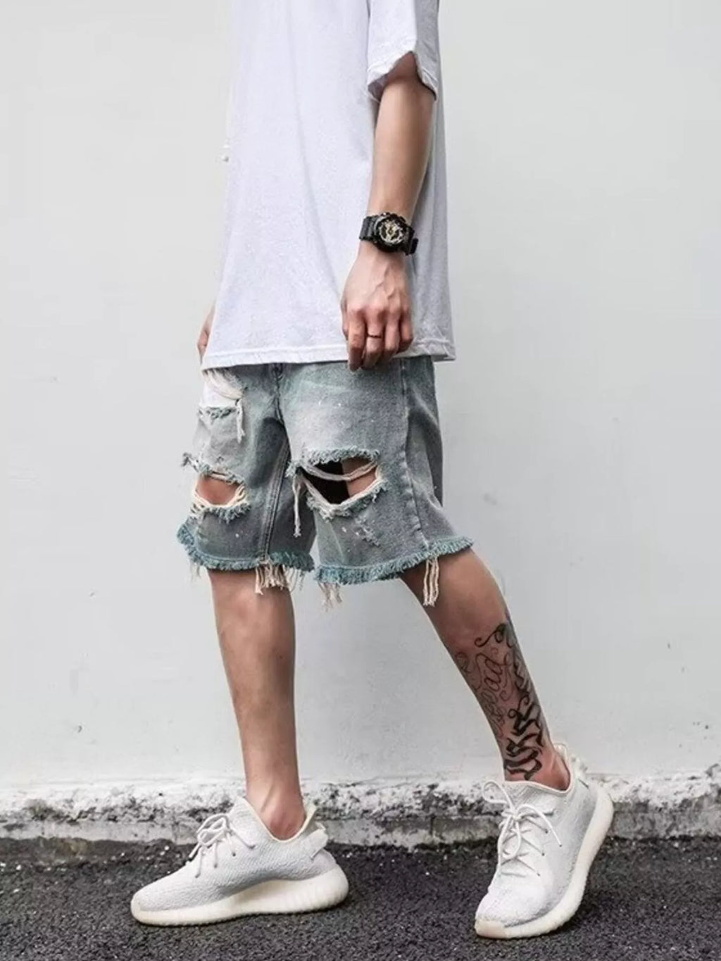 Men's Full Size Distressed Denim Shorts Plus Size