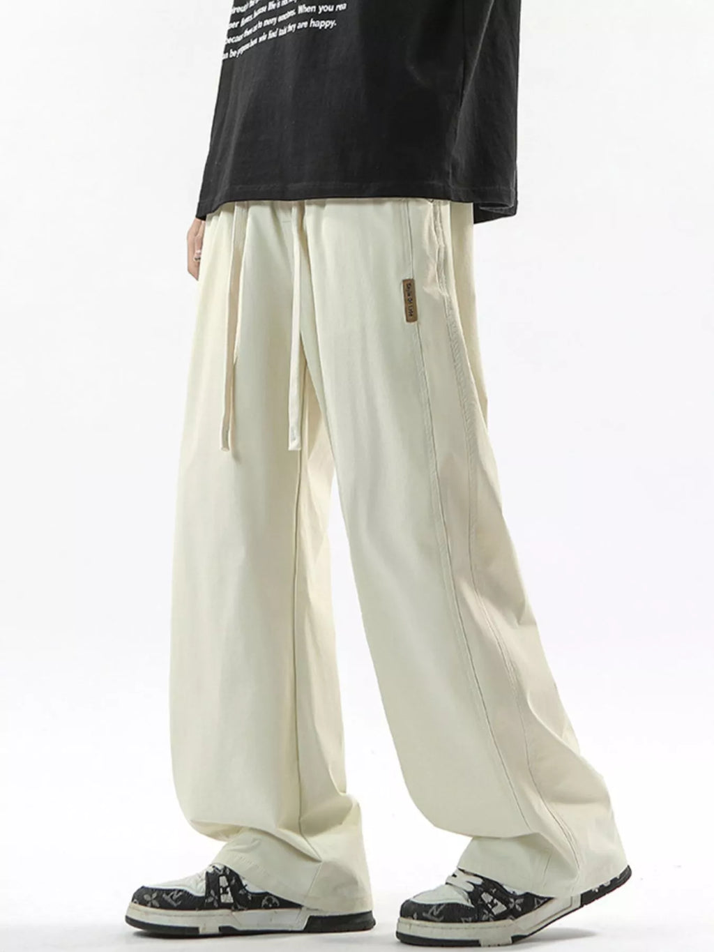 Men's Full Size Loose Fit Drawstring Wide Leg Pants Plus Size