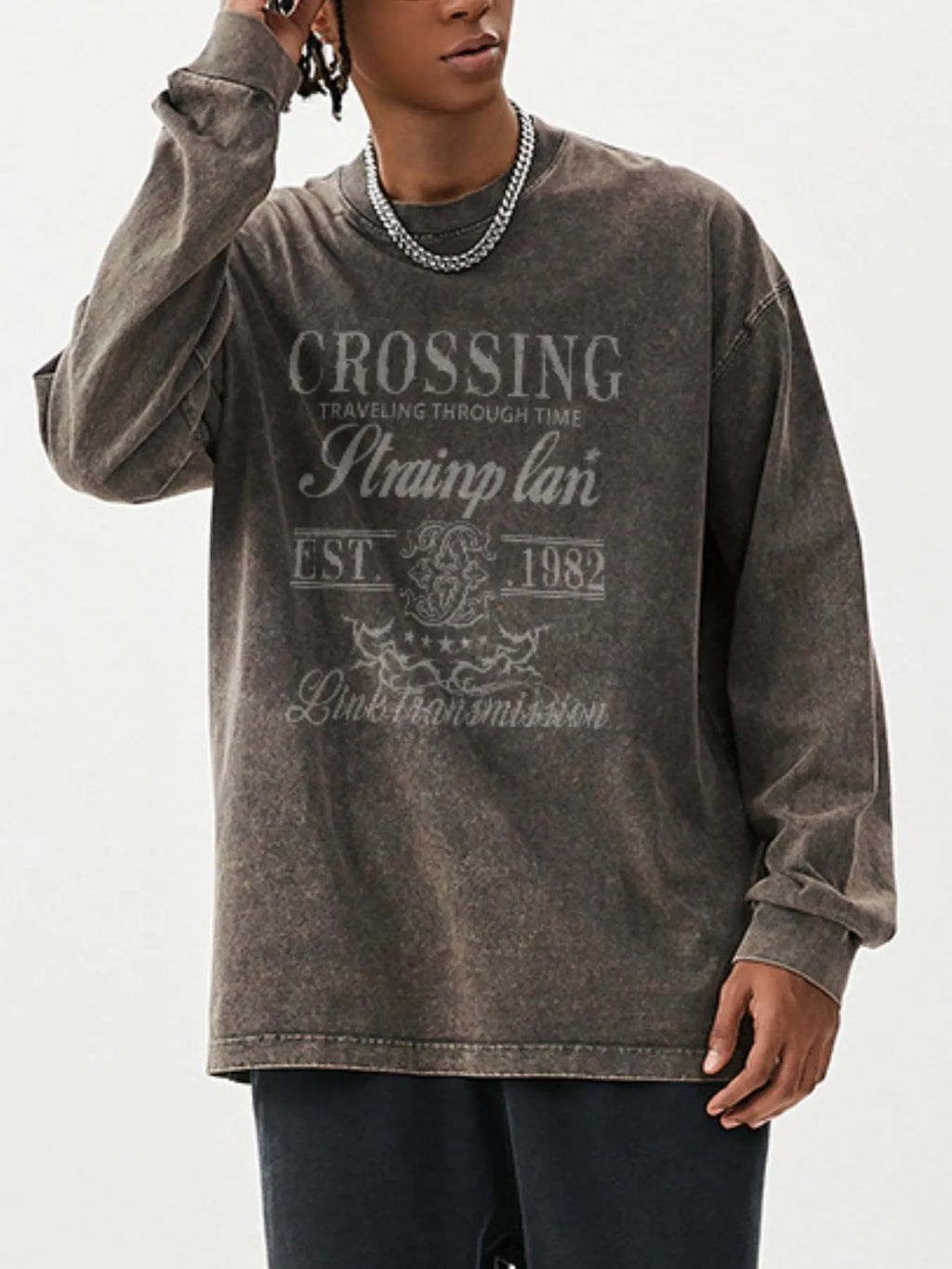 Men's Graphic Round Neck Long Sleeve T-Shirt