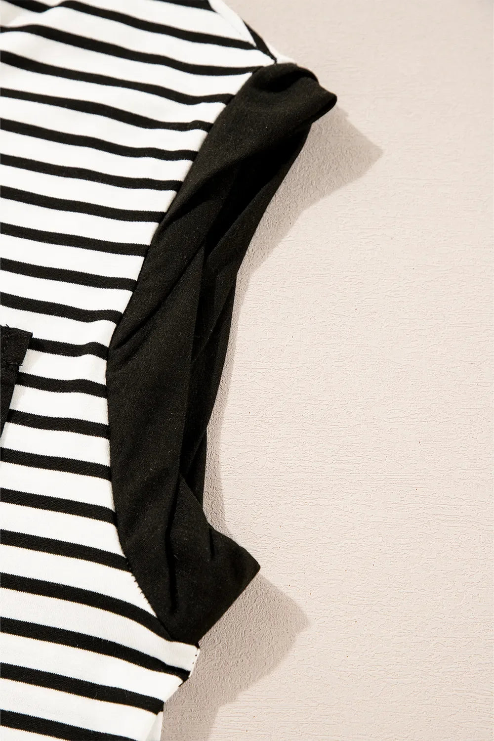 Striped Round Neck Cap Sleeve Top