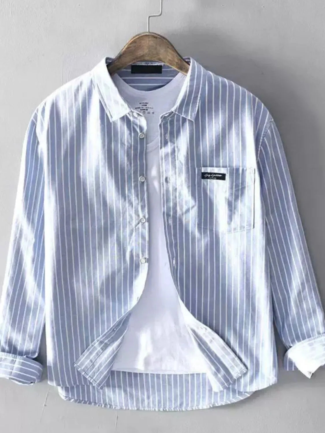 Men's Plus Size Striped Button-Down Shirt