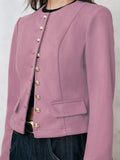 Round Neck Button Up Blazer