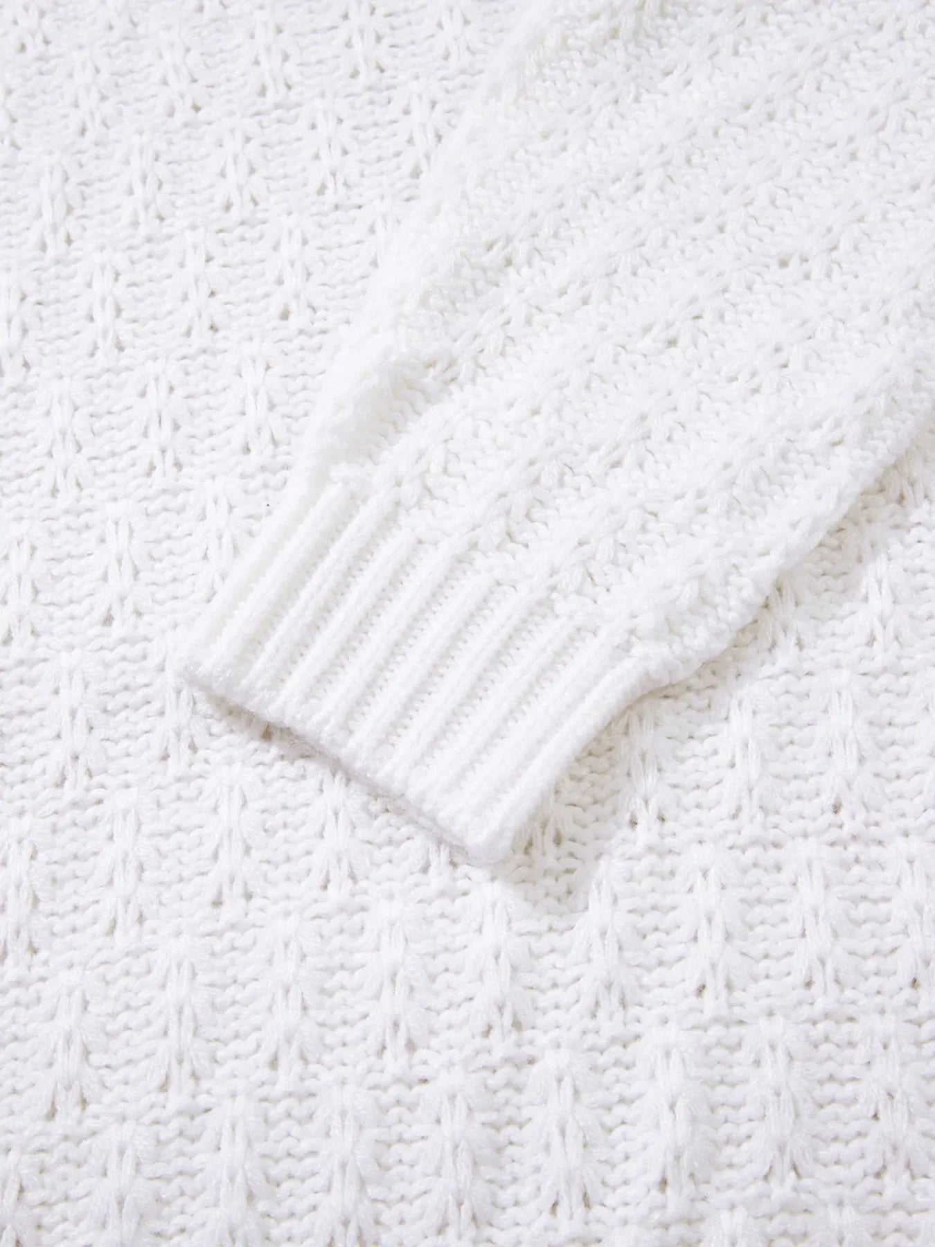 Textured Knit Ribbed Edge V Neck Loose Sweater