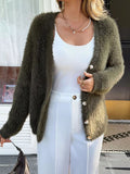 Fuzzy Knit Button-Up Cardigan
