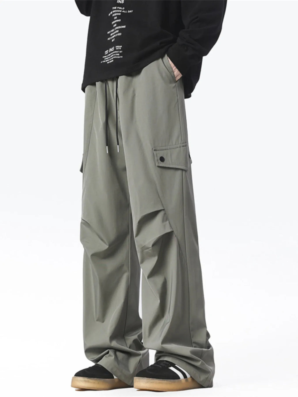 Men's Plus Size Drawstring Wide Leg Cargo Pants