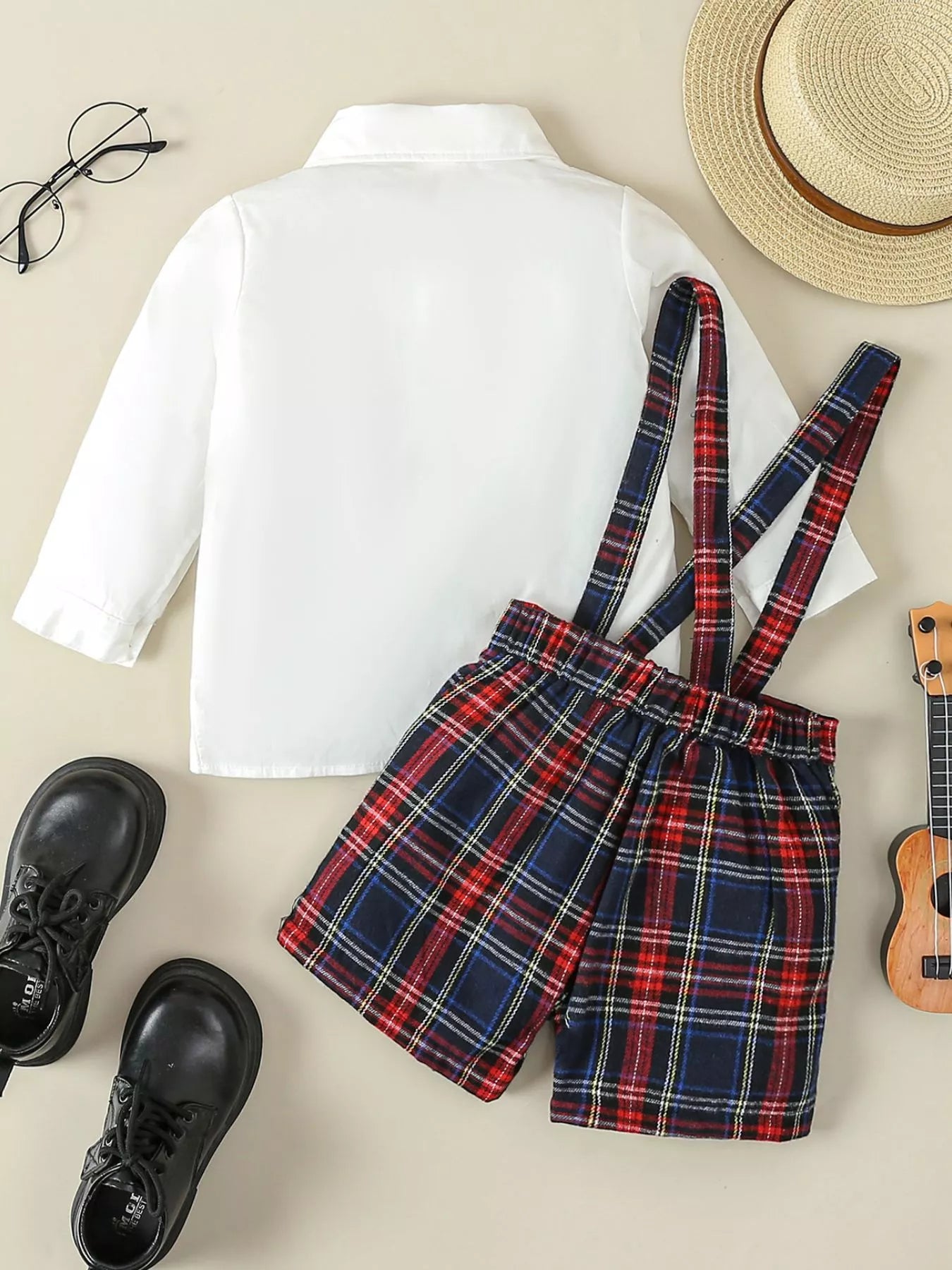 Children's Button Up Long Sleeve Shirt and Suspender Set