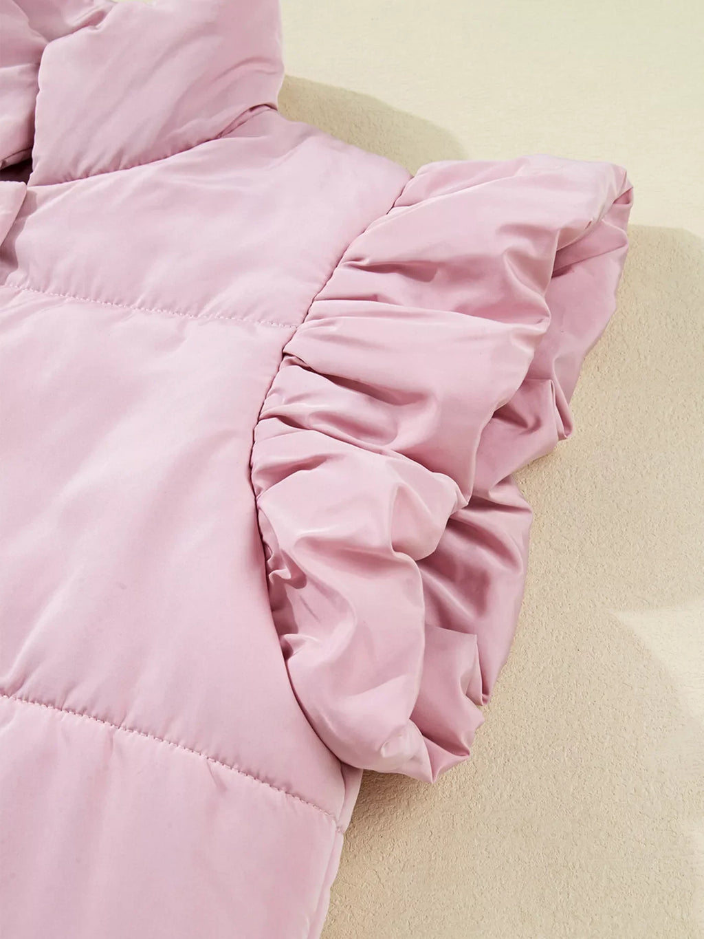 Stand Neck Flutter Sleeve Snap Button Puffer Vest