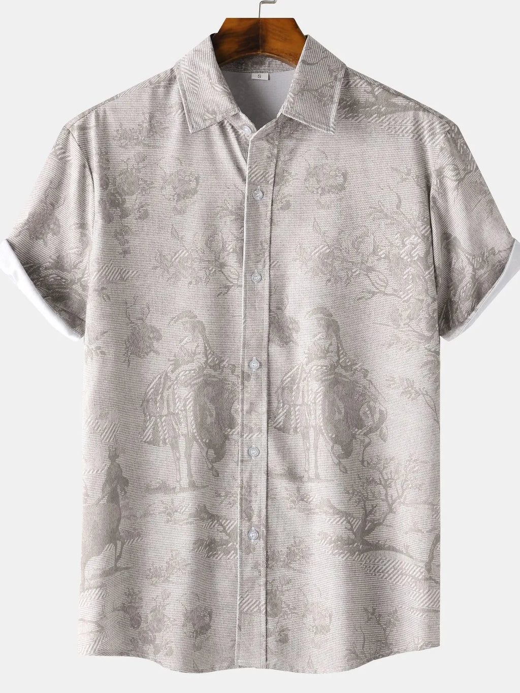 Men's Vintage Print Short Sleeve Casual Shirt