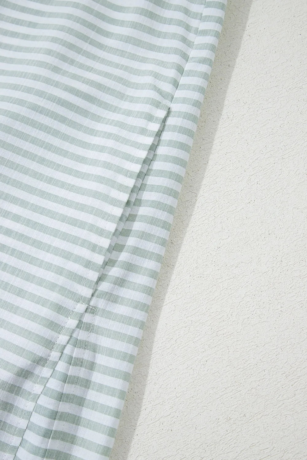 Striped Johnny Collar Long Sleeve Mini Shirt Dress