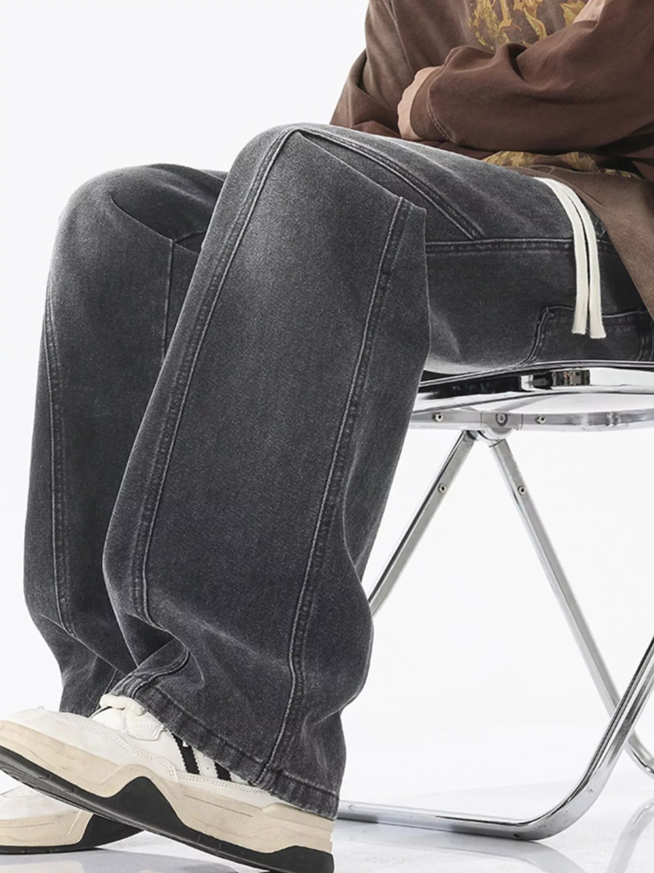 Men's Full Size Wide Leg Drawstring Jeans Plus Size