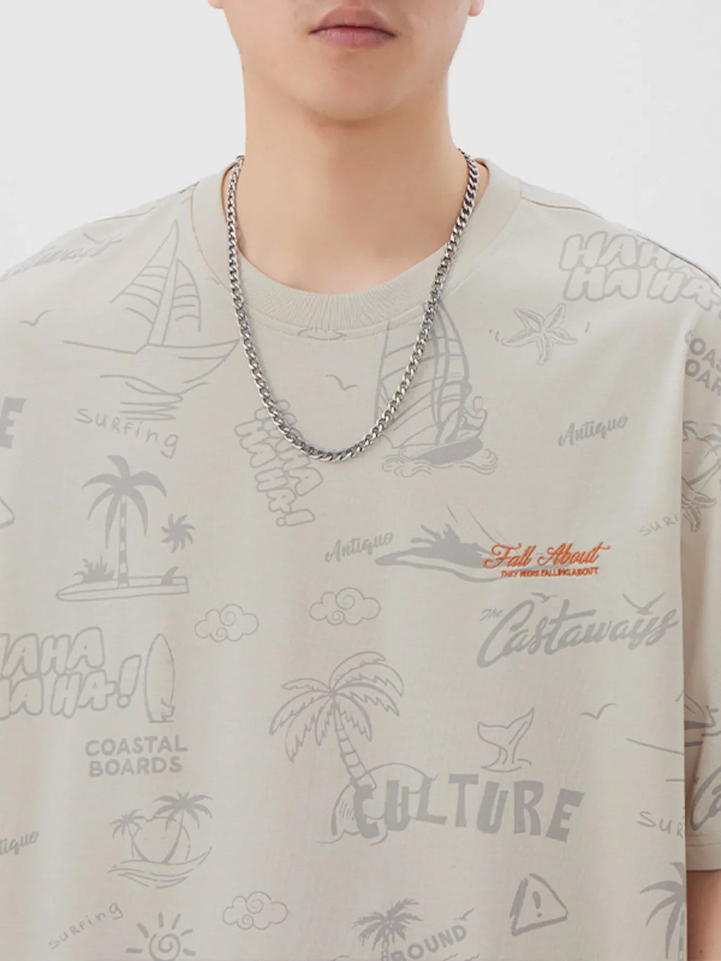 Men's Plus Size Printed Round Neck Relaxed Fit T-Shirt
