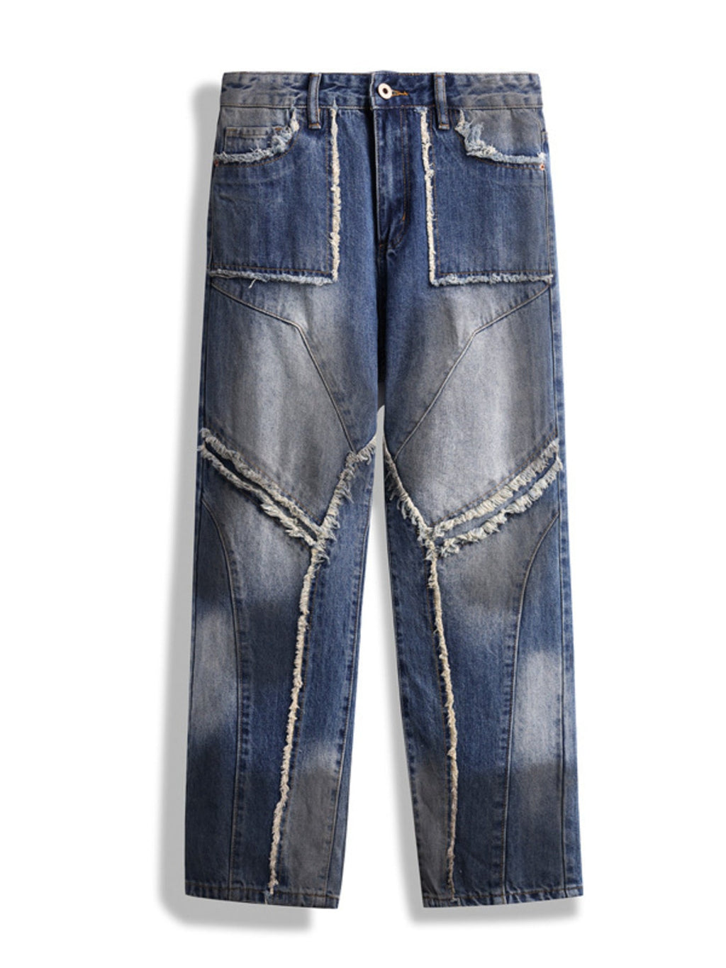 Men's Frayed Hem Wide Leg Jeans