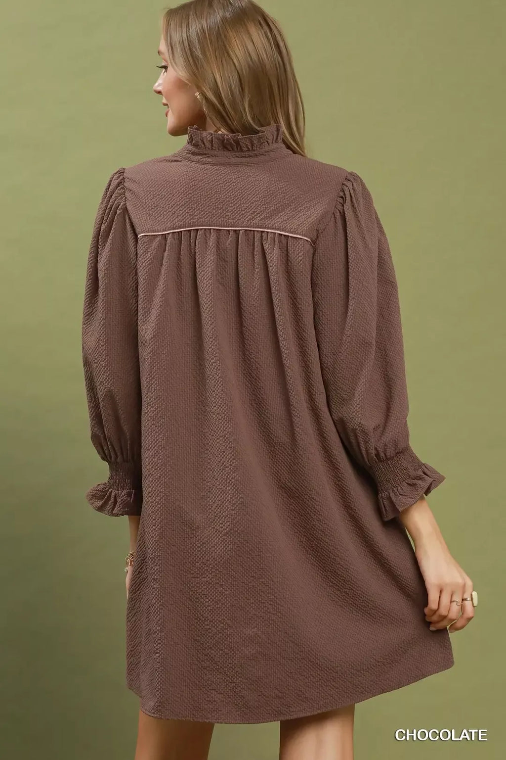 Umgee Textured Puff Sleeve Mini Dress