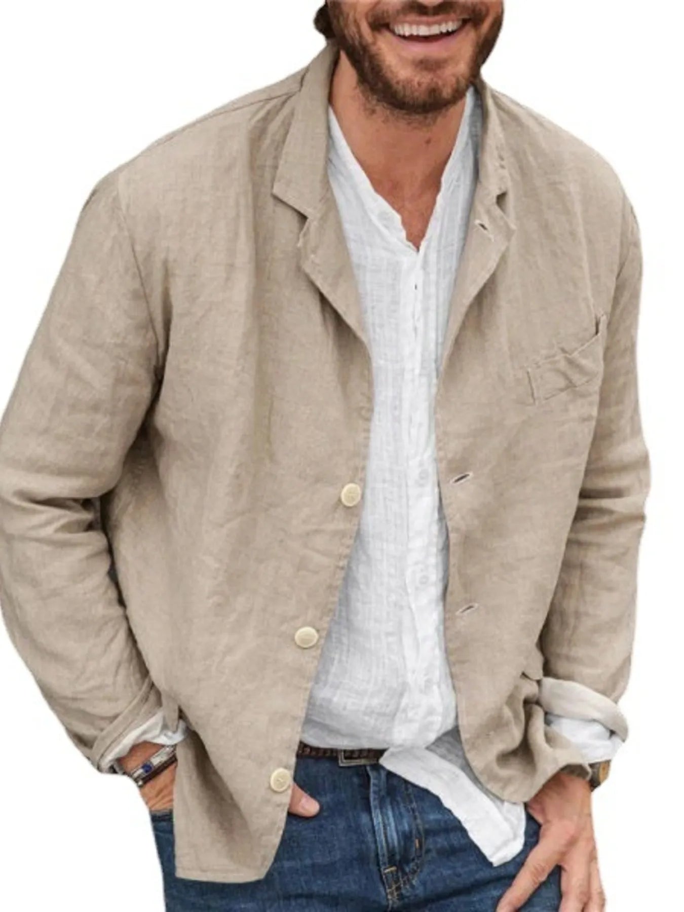 Men's Full Size Button Up Long Sleeve Shacket Plus Size
