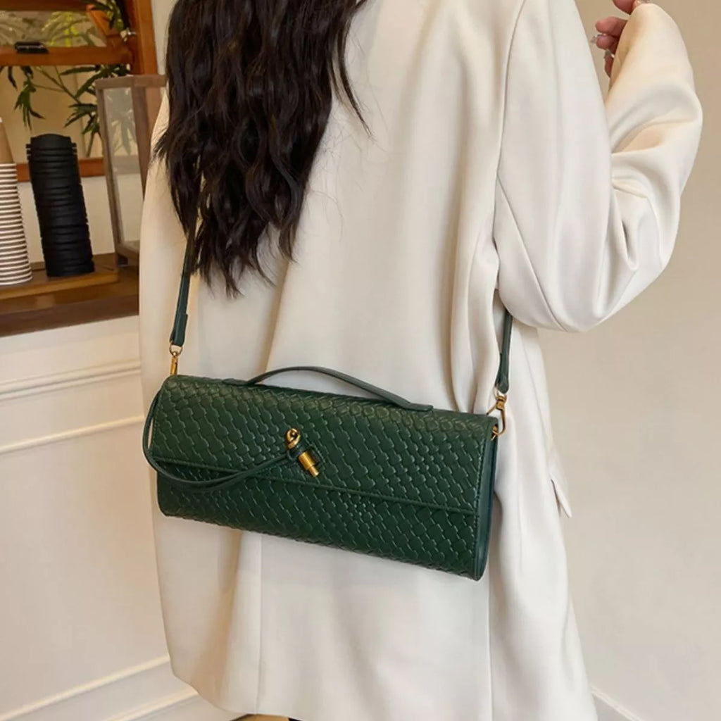 Woven Texture Flap Crossbody Bag