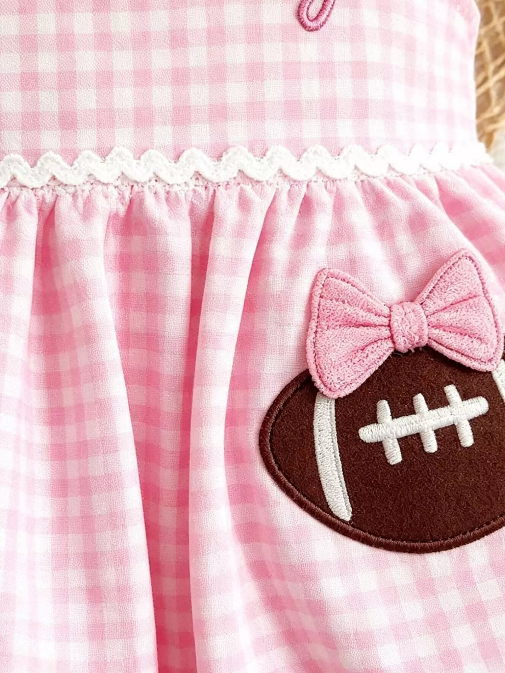 Children's Game Day Football Gingham Top and Shorts Set