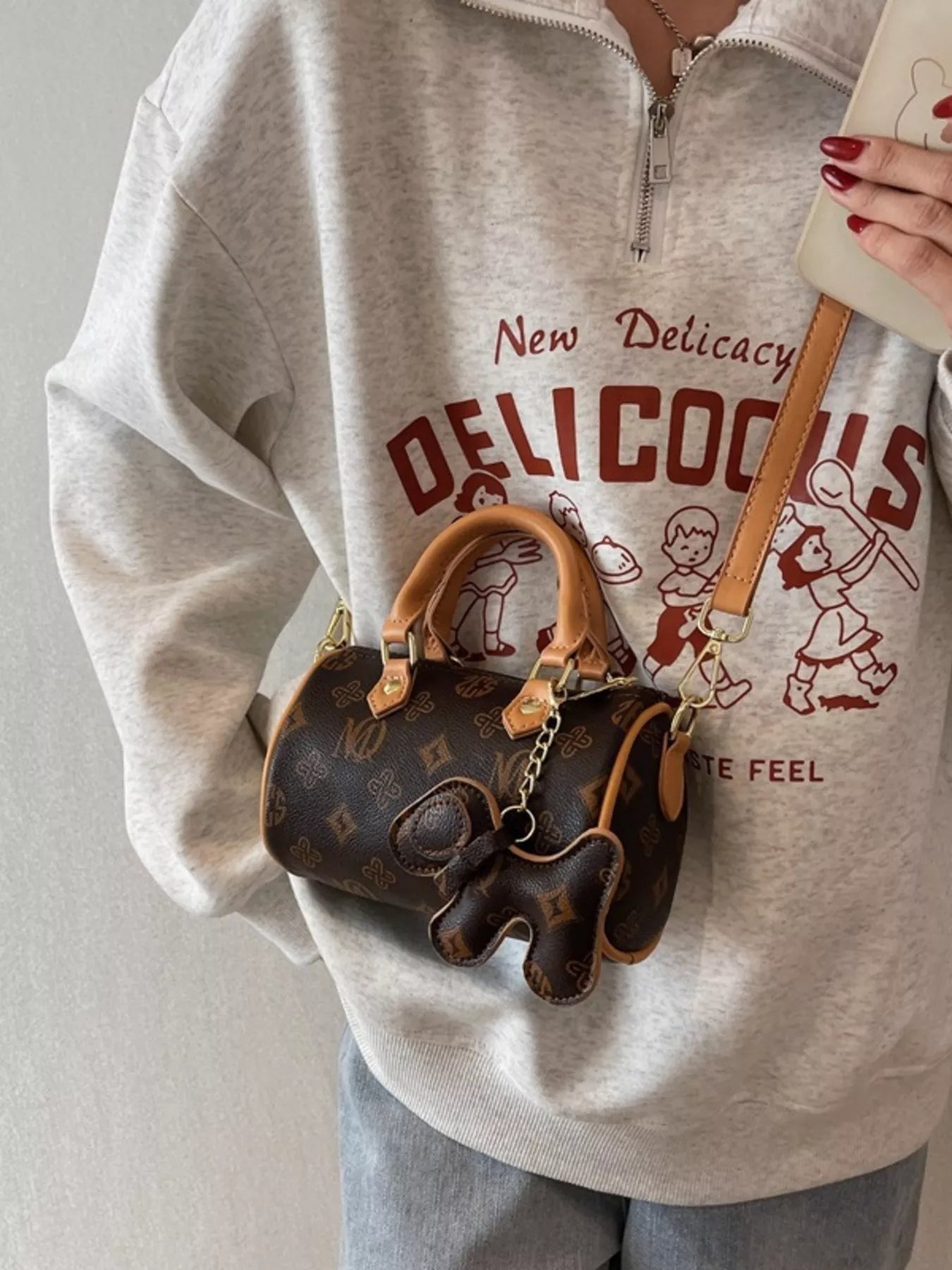 Barrel Crossbody Bag with Charm