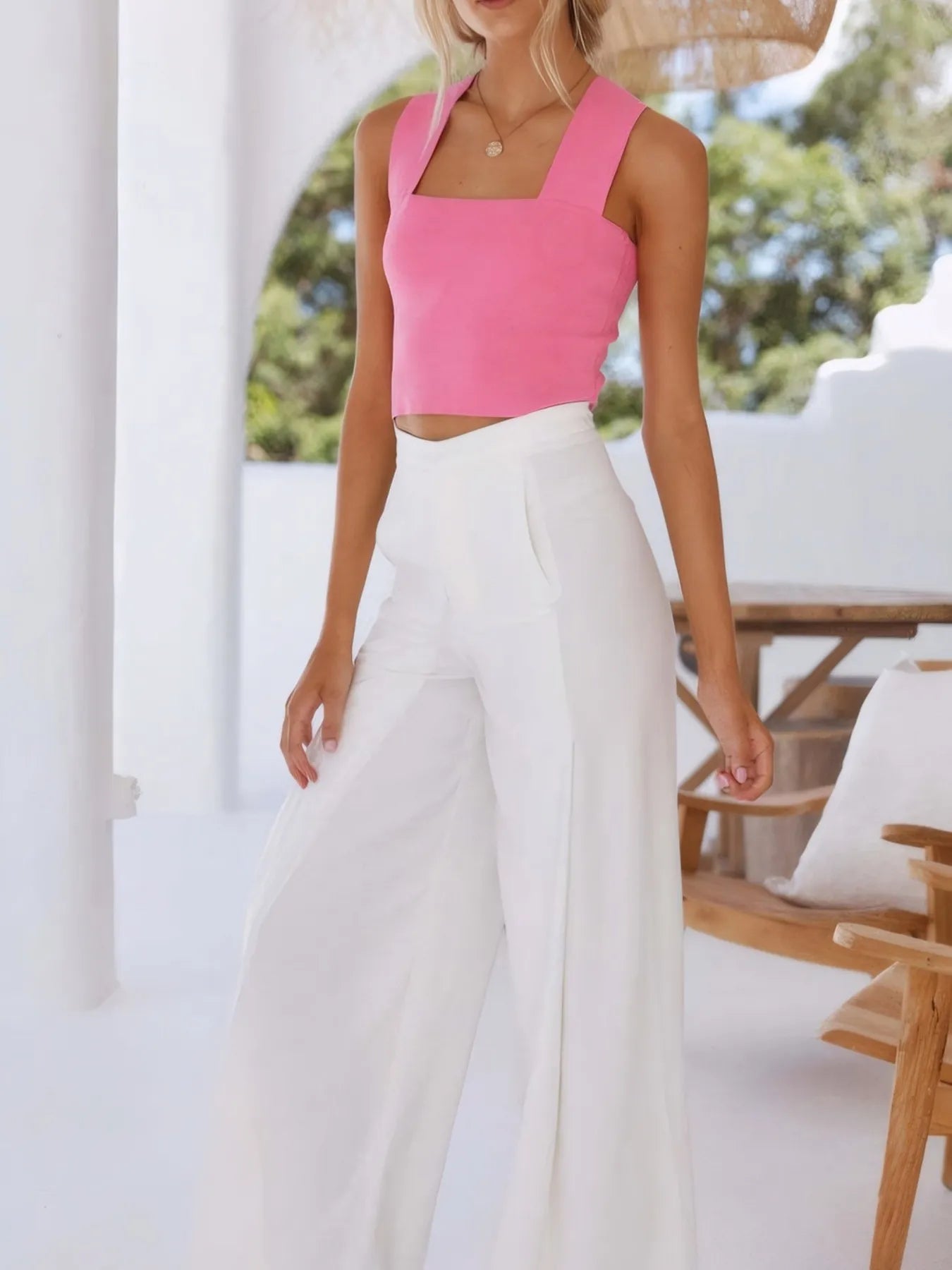Square Neck Ribbed Crop Tank Top