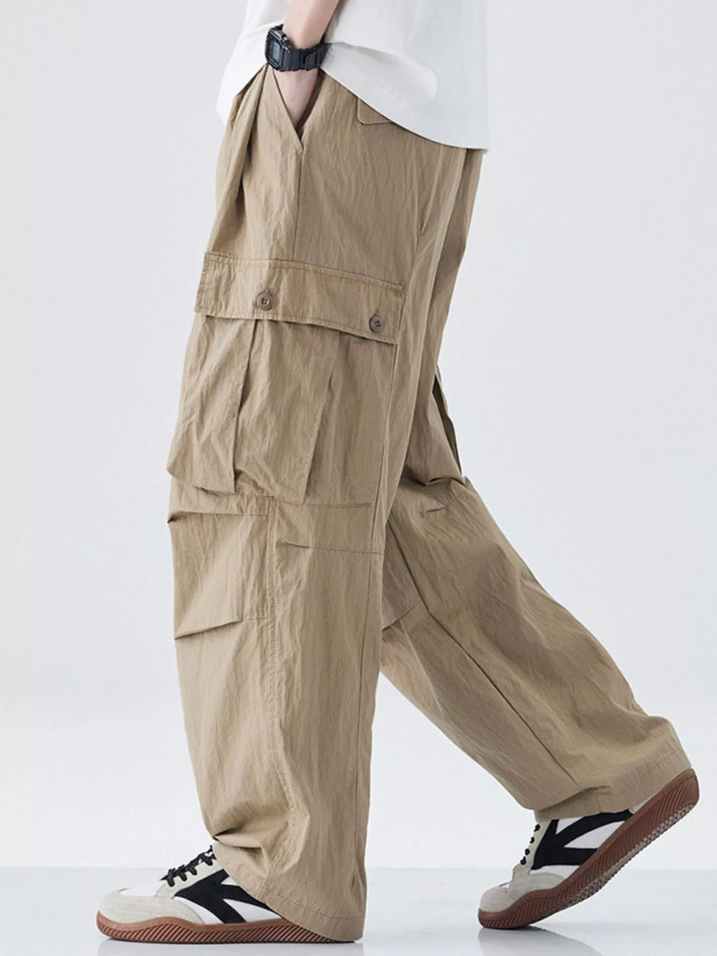 Men's Drawstring Wide Leg Cargo Pants