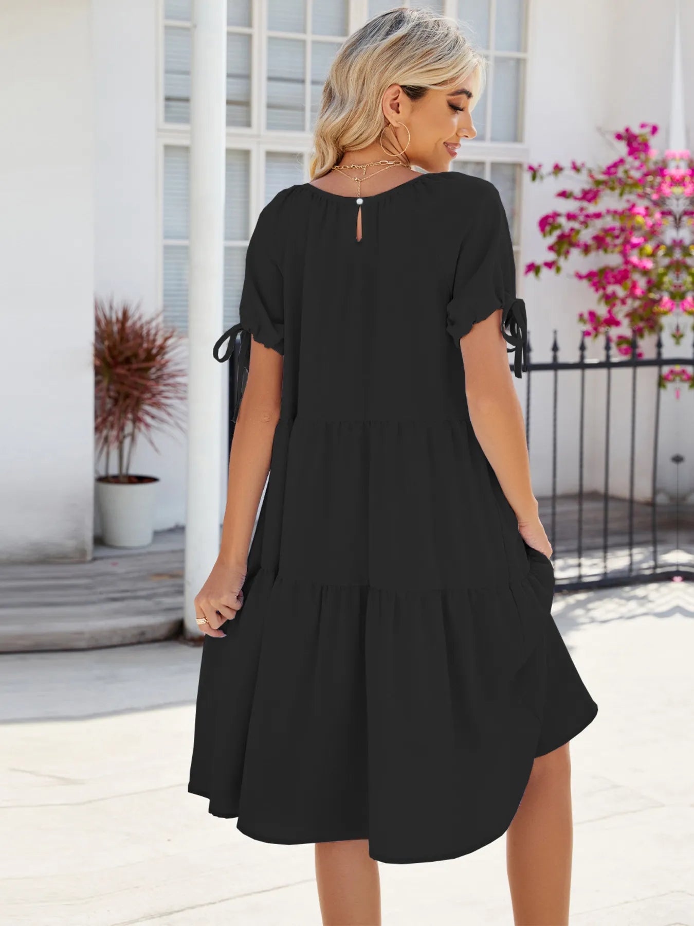 Tiered Round Neck Summer Dress