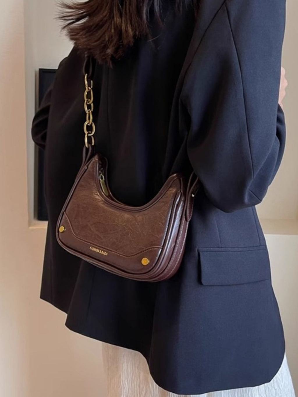 Chain Accent Shoulder Bag