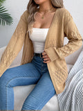 Openwork Open Front Long Sleeve Cardigan