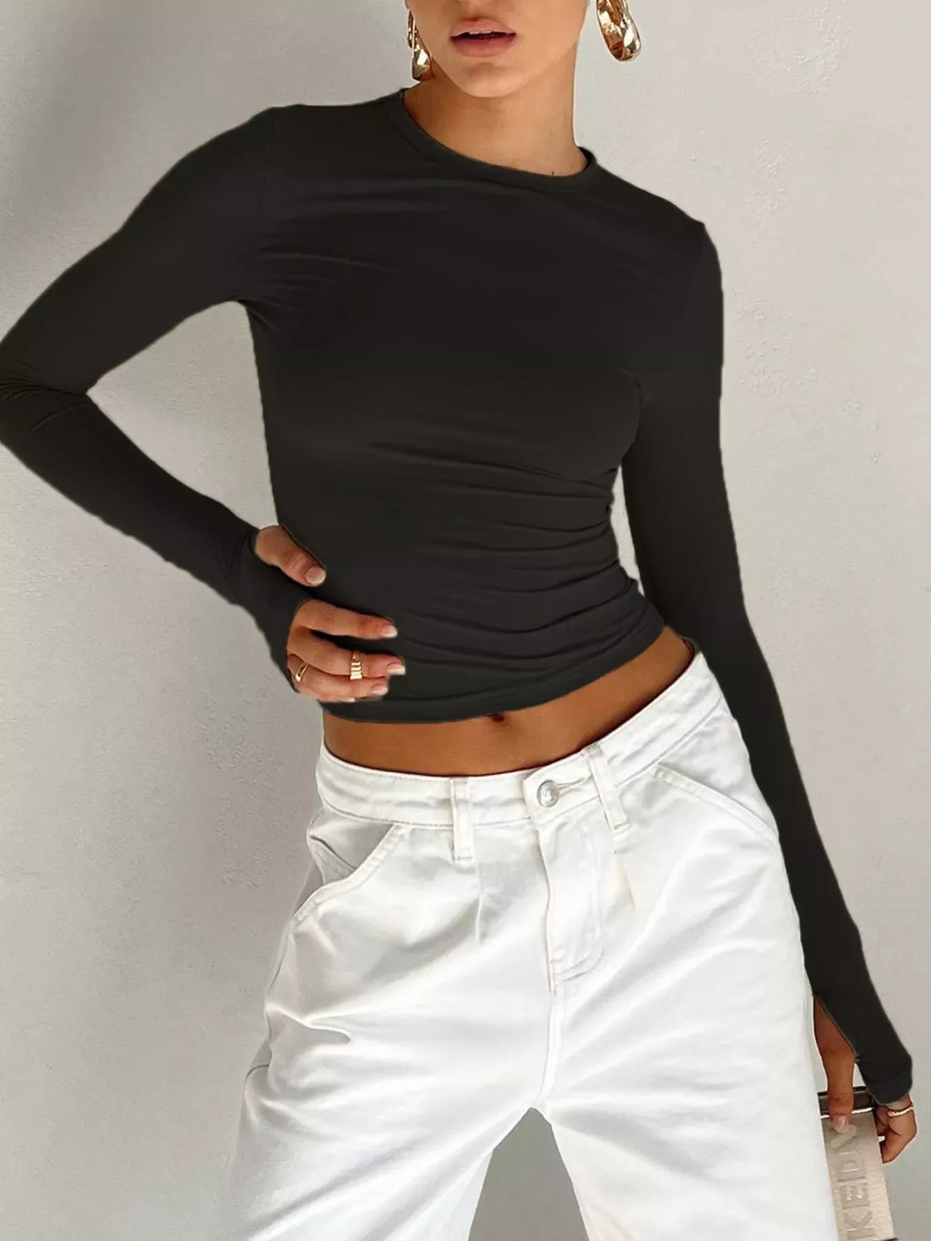 Ruched Long Sleeve T-Shirt
