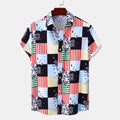 Men's Plus Size Color Block Striped Button Up Casual Shirt
