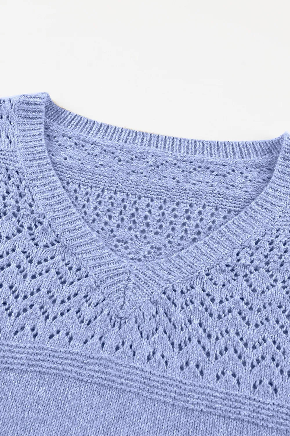 Openwork V-Neck Long Sleeve Sweater