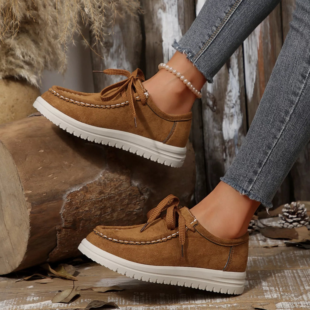 Lace-Up Round Toe Loafers