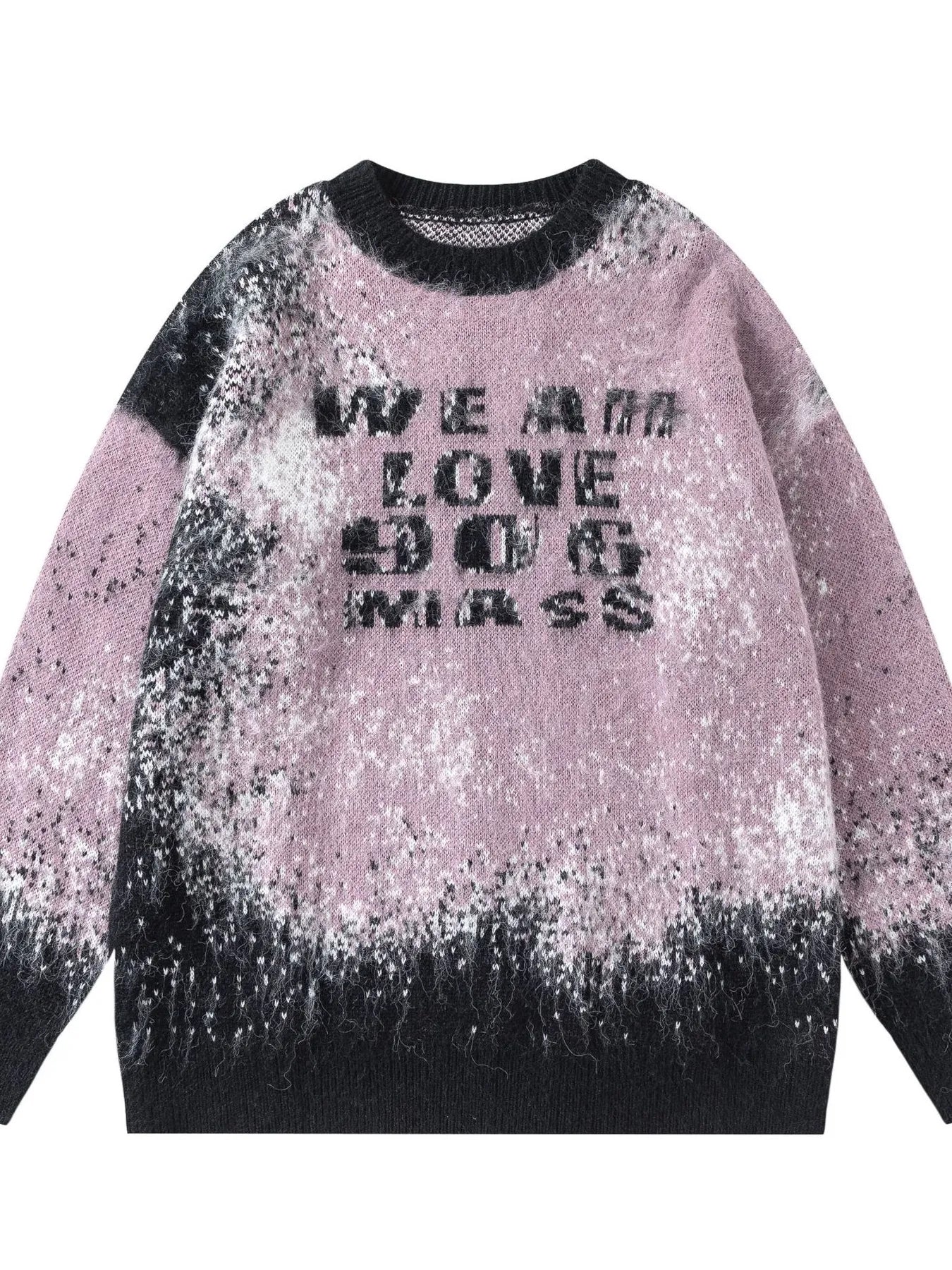 Men's Gradient Text Print Round Neck Sweater