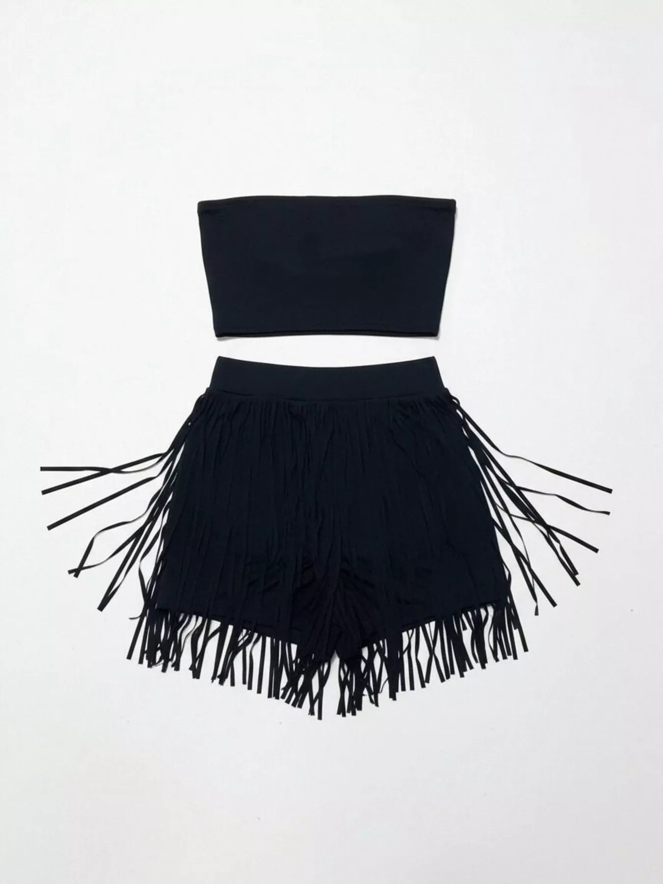 Tube Top and Fringe Shorts Set