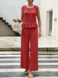 Ruffle Hem Tank and Pants Set