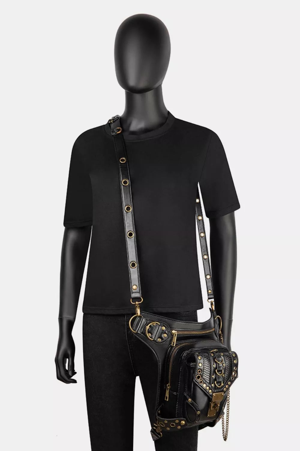 Steampunk Rivet Decor Multipurpose Crossbody Bag
