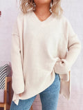 V-Neck Dropped Shoulder Sweater