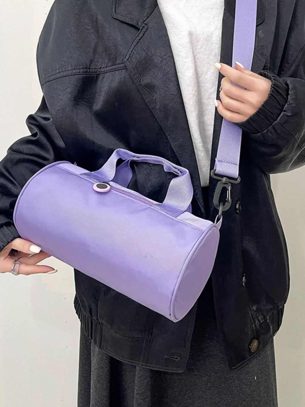 Adjustable Strap Barrel Crossbody Bag