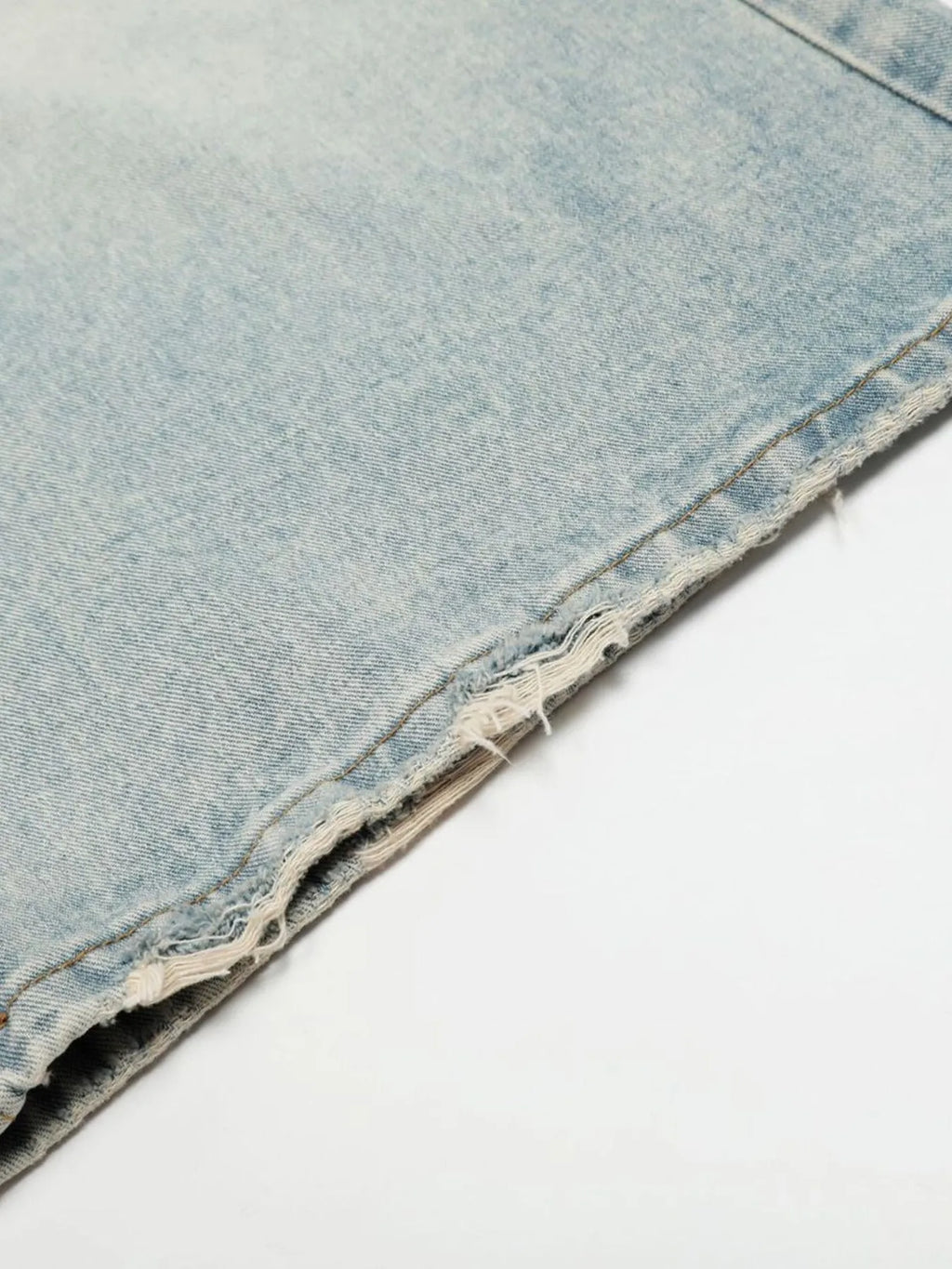 Men's Wash Wide Leg Denim Shorts