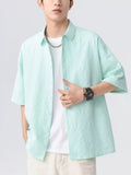 Men's Full Size Textured Short-Sleeve Shirt Plus Size
