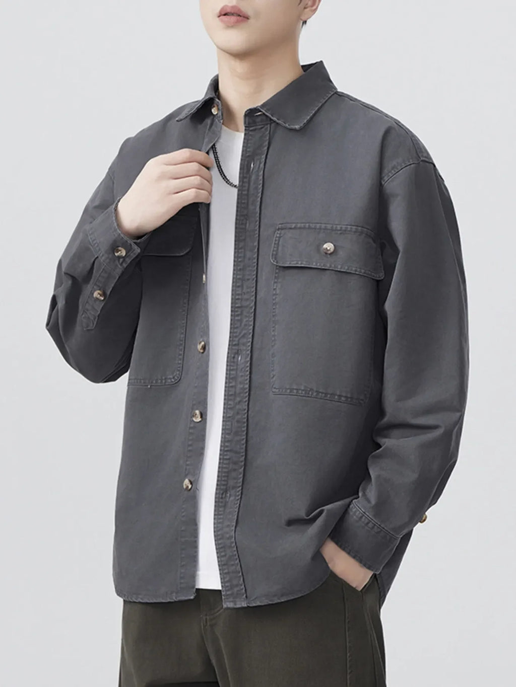 Men's Plus Size Button Up Long Sleeve Shirt