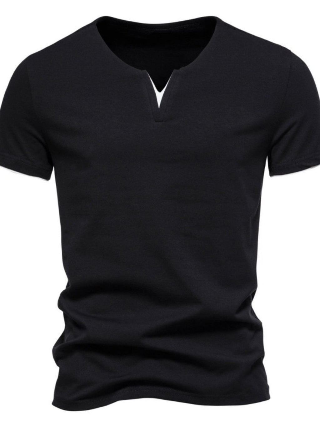 Men's Plus Size Slim Fit Notched Casual T-Shirt