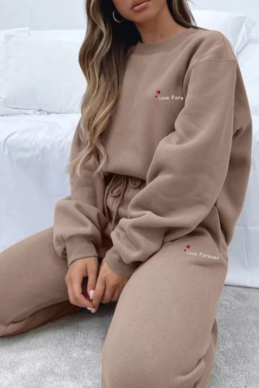 Round Neck Sweatshirt and Joggers Set