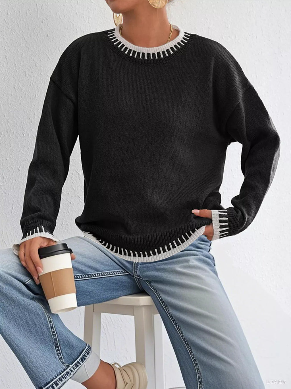 Relaxed Fit Long Sleeve Sweater