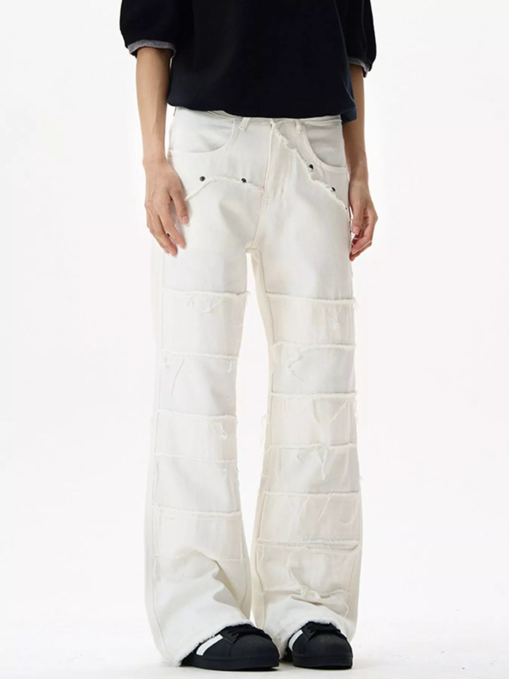Men's Frayed Hem Flare Jeans